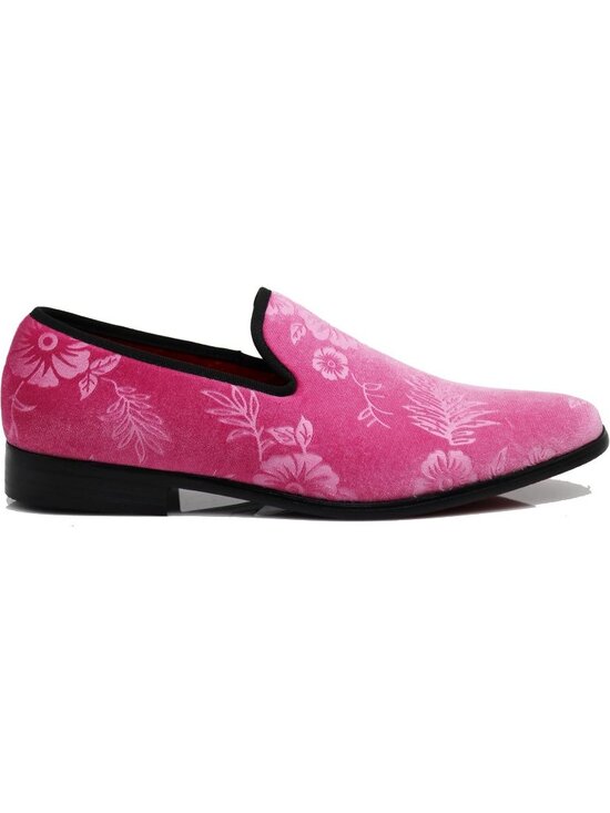 Enzo Romeo Men\'s Pink69 Vintage Velvet Flower Loafer Slip On Tuxedo Shoes main image 6